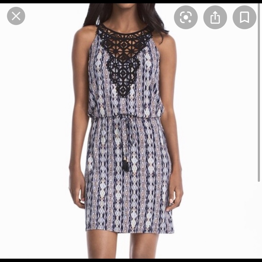 White House Black Market Crochet Bob Print Dress